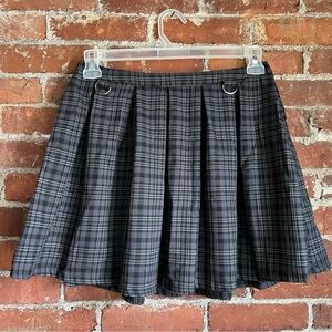 Gray Plaid Flannel Pleated Skirt